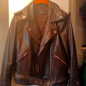Quince 100% Leather Motorcycle Jacket - Burgundy